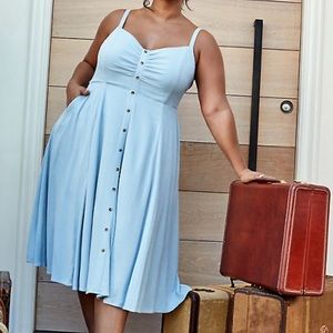Torrid Light Blue Button Front Midi Dress
